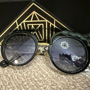 ANNA-KARIN KARLSSON Rose et la Roue Crystal “SO BLACK “ sunglasses limited $1715